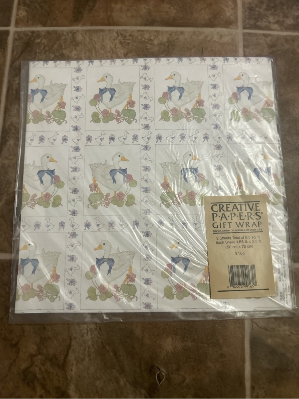 Vtg Creative Papers Goose Gift Wrap Sealed Cottage Farmhouse Country Decor 1986